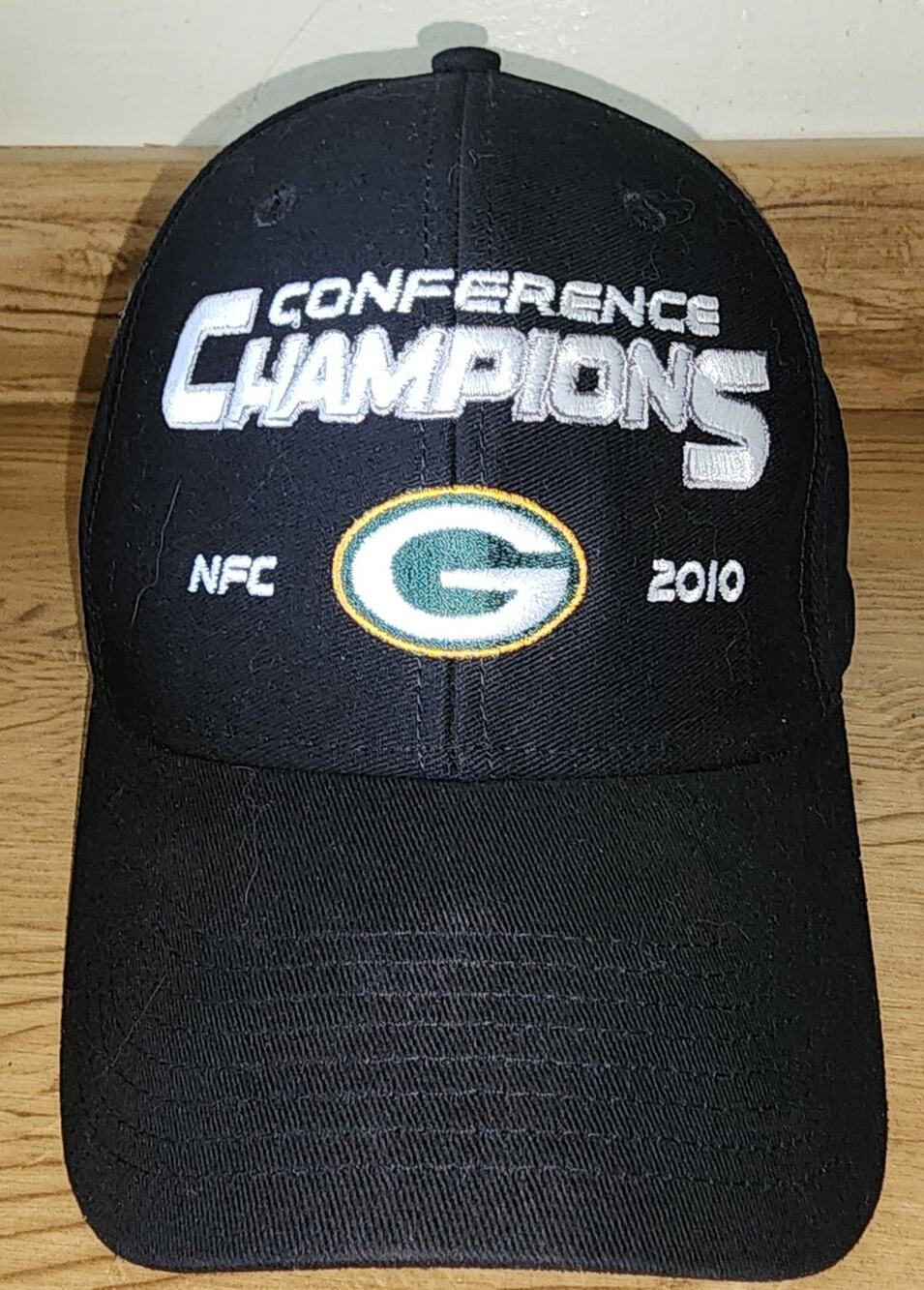 Green Bay Packers Hat NFL Team Apparel NFC Conference Champions 2010 OSFA Black